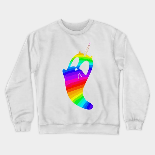 rainbow unicorn cat ghost Crewneck Sweatshirt by Surplusweird